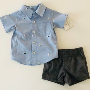 Carters Baby Boy Shirt & Short Set Clothes Puppy